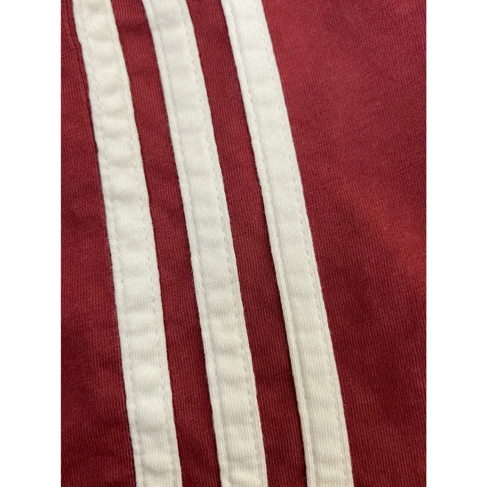 Adidas Mens Maroon 3-Stripe Short Sleeve T-Shirt Large Center Logo Sporty Casual